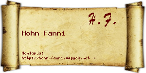 Hohn Fanni névjegykártya